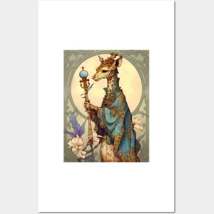 Art Nouveau Fantasy Anthropomorphic Giraffe Wizard Posters and Art